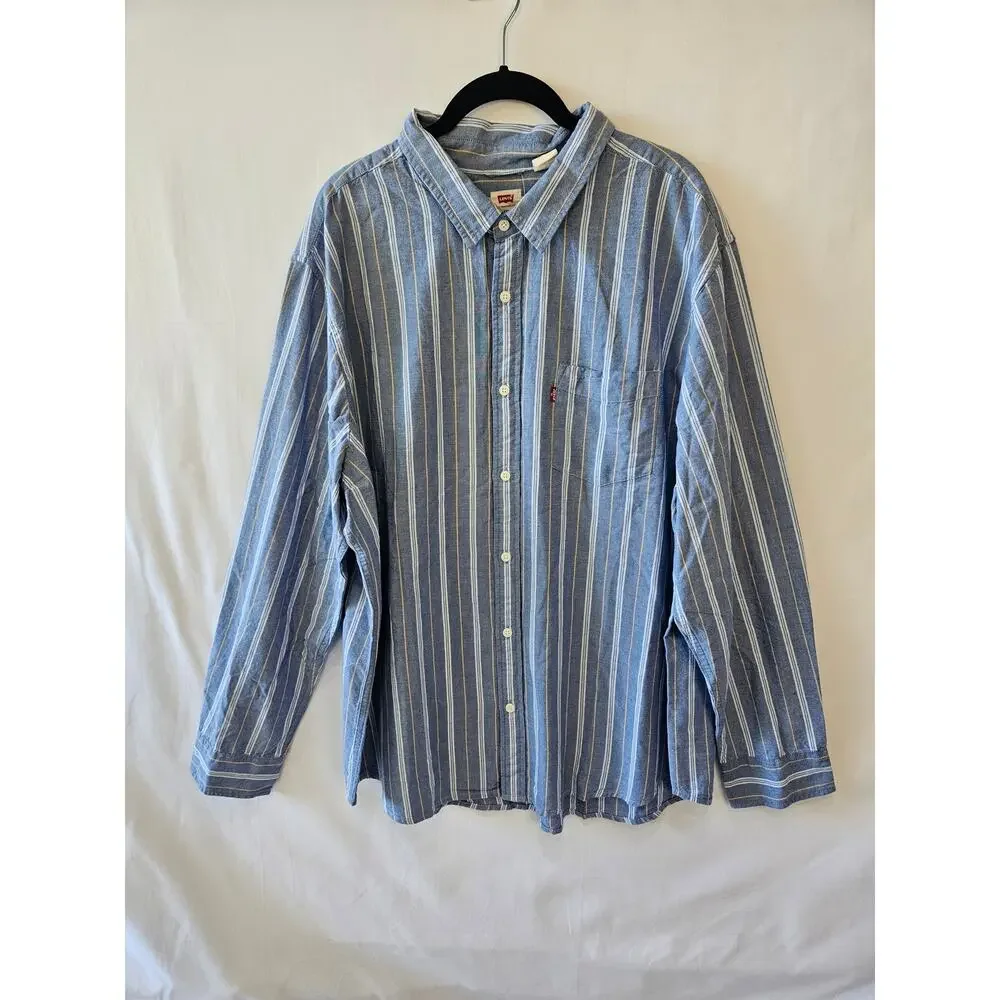 Levi's Long Sleeve Shirts Office Stripes Plaid Button Up Blue Green XXL Bundle